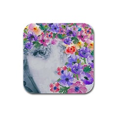 Flower Girl Rubber Square Coaster (4 Pack)  by NouveauDesign