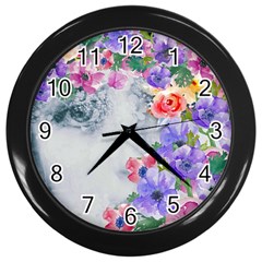 Flower Girl Wall Clocks (black) by NouveauDesign