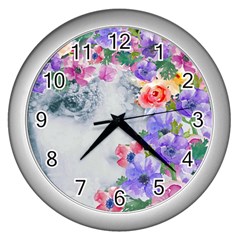 Flower Girl Wall Clocks (silver)  by NouveauDesign