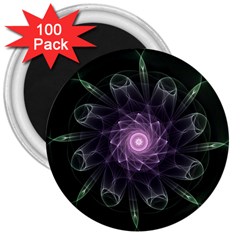 Mandala Fractal Light Light Fractal 3  Magnets (100 Pack) by Celenk