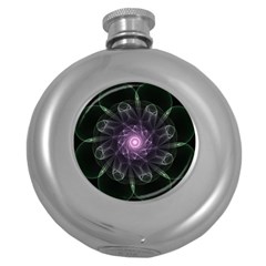 Mandala Fractal Light Light Fractal Round Hip Flask (5 Oz) by Celenk