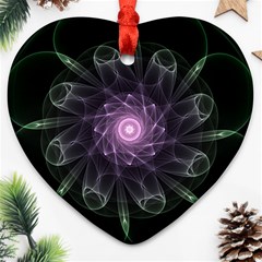 Mandala Fractal Light Light Fractal Heart Ornament (two Sides) by Celenk