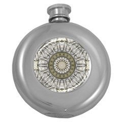 Mandala Sand Color Seamless Tile Round Hip Flask (5 Oz) by Celenk