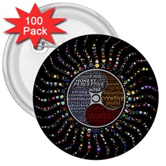 Whole Complete Human Qualities 3  Buttons (100 Pack)  by Celenk