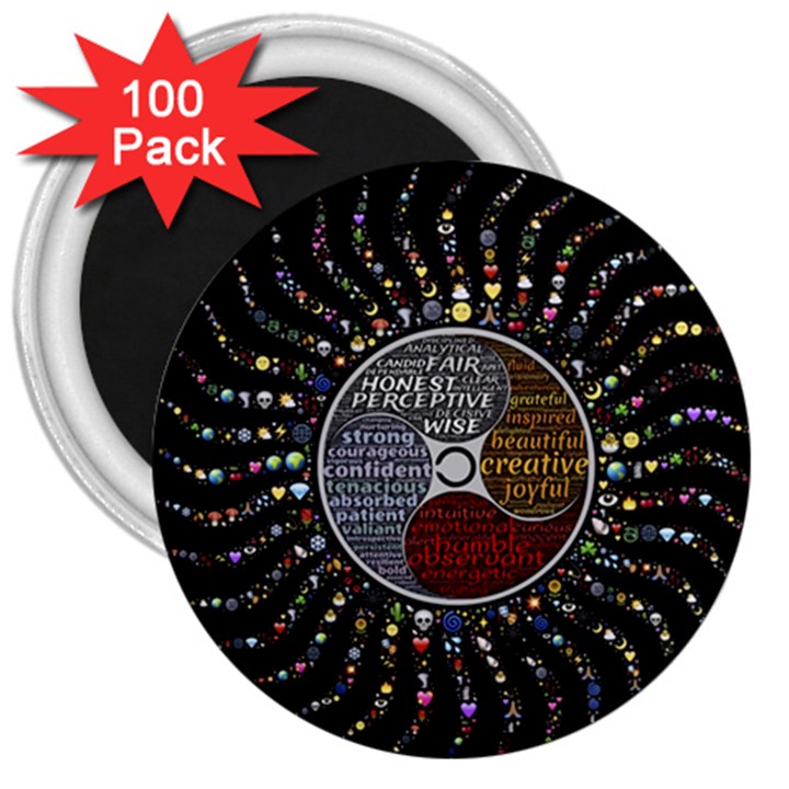 Whole Complete Human Qualities 3  Magnets (100 pack)