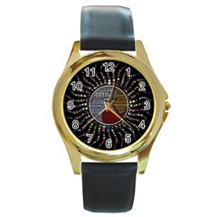 Whole Complete Human Qualities Round Gold Metal Watch