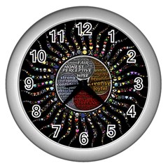 Whole Complete Human Qualities Wall Clocks (silver)  by Celenk