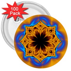 Digital Art Fractal Artwork Flower 3  Buttons (100 Pack)  by Celenk