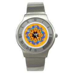 Digital Art Fractal Artwork Flower Stainless Steel Watch by Celenk