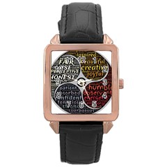 Person Character Characteristics Rose Gold Leather Watch  by Celenk