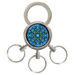 Mandala Blue Abstract Circle 3-ring Key Chains by Celenk