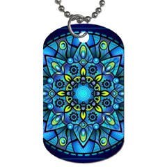 Mandala Blue Abstract Circle Dog Tag (two Sides) by Celenk