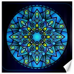 Mandala Blue Abstract Circle Canvas 12  X 12   by Celenk