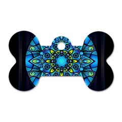 Mandala Blue Abstract Circle Dog Tag Bone (two Sides)