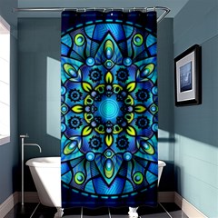 Mandala Blue Abstract Circle Shower Curtain 36  X 72  (stall)  by Celenk