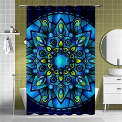 Mandala Blue Abstract Circle Shower Curtain 48  X 72  (small)  by Celenk