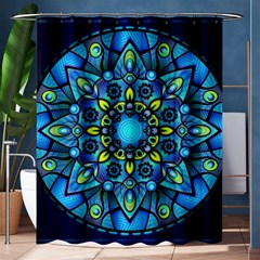 Mandala Blue Abstract Circle Shower Curtain 60  X 72  (medium)  by Celenk