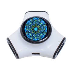 Mandala Blue Abstract Circle 3-port Usb Hub by Celenk