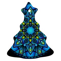 Mandala Blue Abstract Circle Christmas Tree Ornament (two Sides) by Celenk