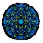 Mandala Blue Abstract Circle Large 18  Premium Round Cushions Back