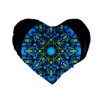 Mandala Blue Abstract Circle Standard 16  Premium Heart Shape Cushions Front