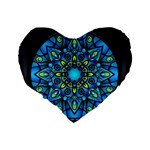 Mandala Blue Abstract Circle Standard 16  Premium Heart Shape Cushions Back