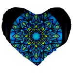 Mandala Blue Abstract Circle Large 19  Premium Heart Shape Cushions Front