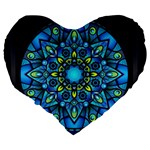 Mandala Blue Abstract Circle Large 19  Premium Heart Shape Cushions Back