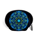 Mandala Blue Abstract Circle Accessory Pouches (Small)  Front