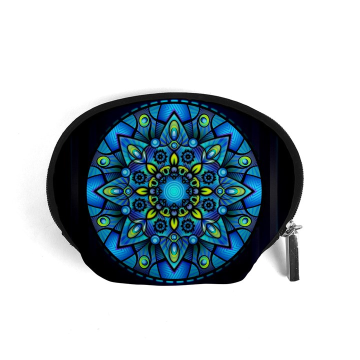 Mandala Blue Abstract Circle Accessory Pouches (Small) 