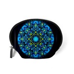 Mandala Blue Abstract Circle Accessory Pouches (Small)  Back