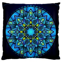 Mandala Blue Abstract Circle Standard Flano Cushion Case (one Side) by Celenk