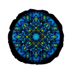 Mandala Blue Abstract Circle Standard 15  Premium Flano Round Cushions by Celenk