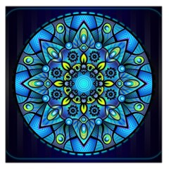 Mandala Blue Abstract Circle Large Satin Scarf (square) by Celenk