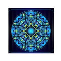 Mandala Blue Abstract Circle Small Satin Scarf (square) by Celenk