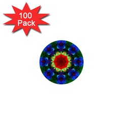 Fractal Digital Mandala Floral 1  Mini Buttons (100 Pack)  by Celenk