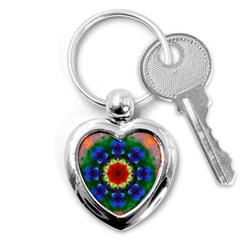 Fractal Digital Mandala Floral Key Chains (heart)  by Celenk