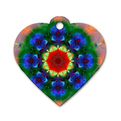 Fractal Digital Mandala Floral Dog Tag Heart (two Sides) by Celenk