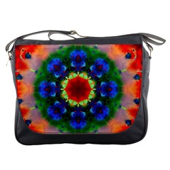 Fractal Digital Mandala Floral Messenger Bags by Celenk