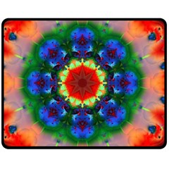 Fractal Digital Mandala Floral Double Sided Fleece Blanket (medium)  by Celenk