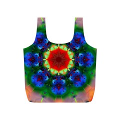 Fractal Digital Mandala Floral Full Print Recycle Bags (s)  by Celenk