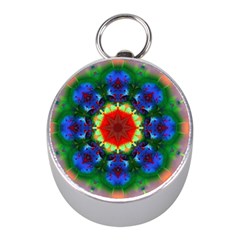 Fractal Digital Mandala Floral Mini Silver Compasses by Celenk