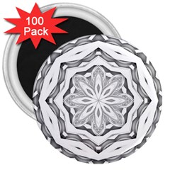 Mandala Pattern Floral 3  Magnets (100 Pack) by Celenk