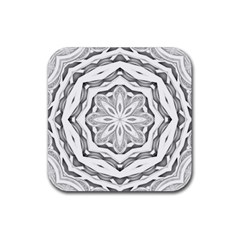 Mandala Pattern Floral Rubber Coaster (square)  by Celenk