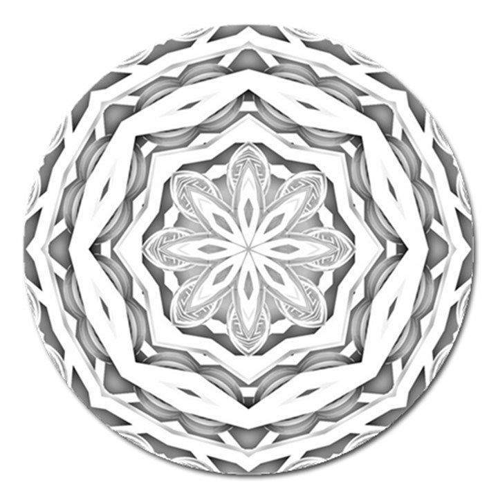 Mandala Pattern Floral Magnet 5  (Round)