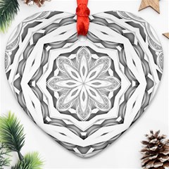 Mandala Pattern Floral Heart Ornament (two Sides) by Celenk