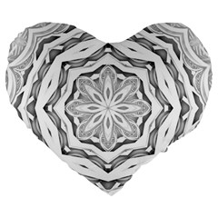 Mandala Pattern Floral Large 19  Premium Heart Shape Cushions by Celenk