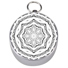 Mandala Pattern Floral Silver Compasses by Celenk