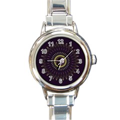 Fractal Purple Mandala Violet Round Italian Charm Watch by Celenk