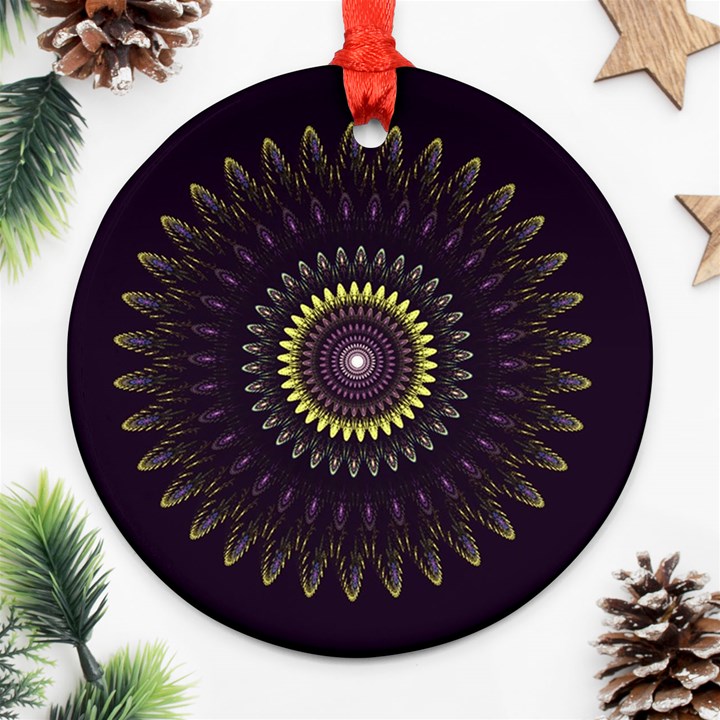 Fractal Purple Mandala Violet Ornament (Round)